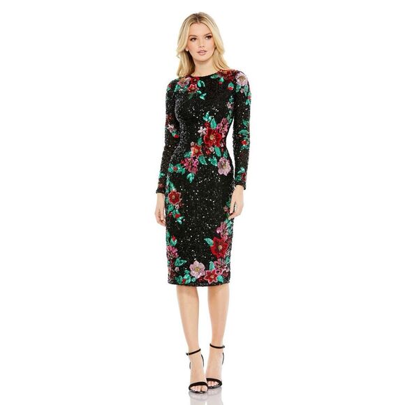 Mac Duggal Sz 16 Style5596 Black Floral Sequin Formal Evening Gown NWT MSRP $698 - Picture 1 of 12